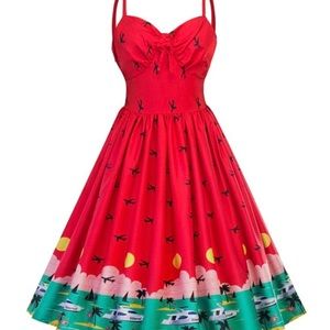 NWOT Watermelon Sunset Swing Dress